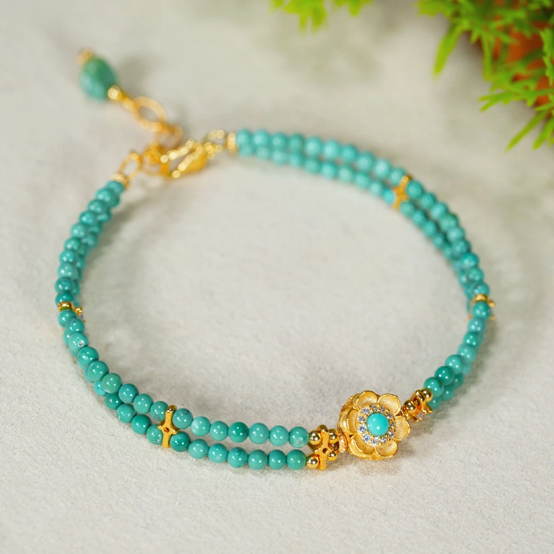 【婧婧精选】精品 · 原矿绿松圆珠DIY双层手链 2mm+多样性发