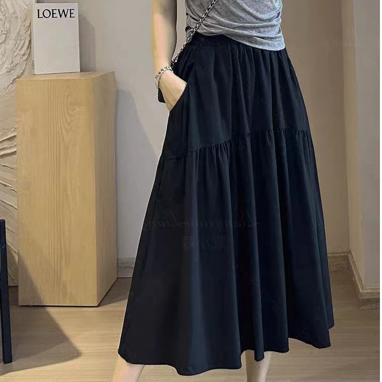 864夏季新款2025女韩系穿搭冰感半身裙遮跨显瘦A字蛋糕半身裙休闲