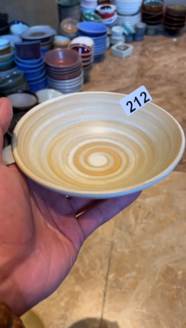 【闪购商品】瓷片212手刷复古黄圆口碗1个