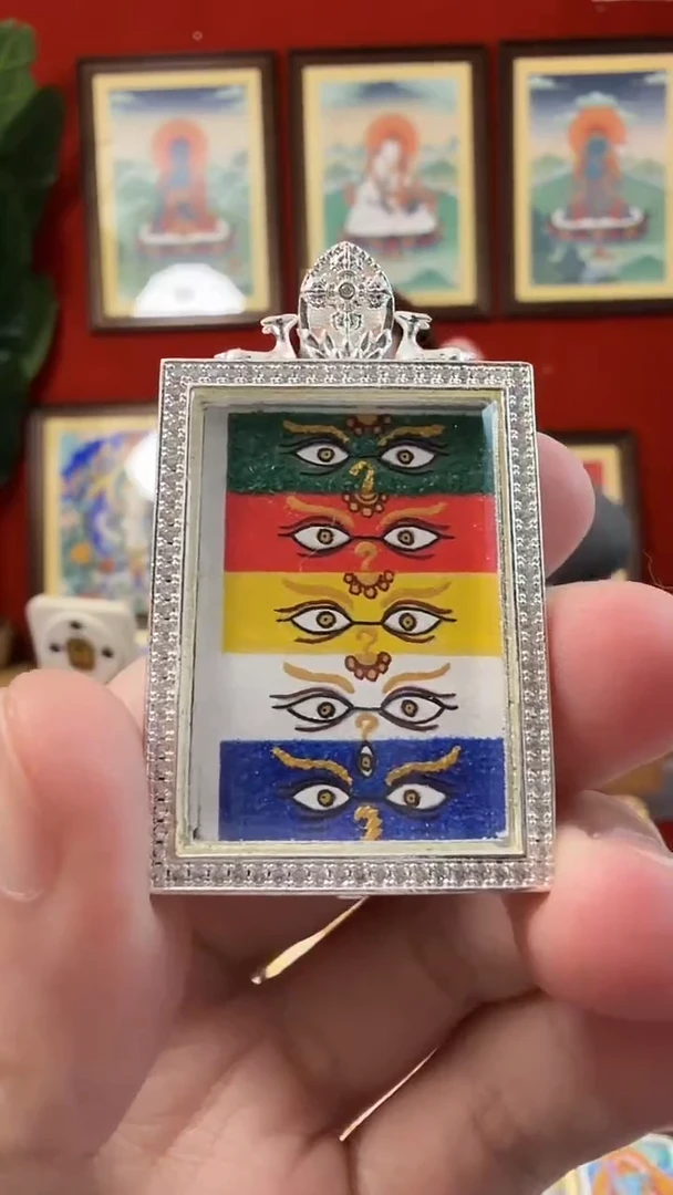 吊坠五路C眼睛-热贡纯手绘唐卡吊坠