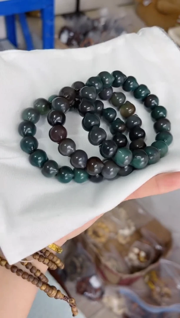 菩提根/象牙果手串m845紫美人玉化猫猫头13随机