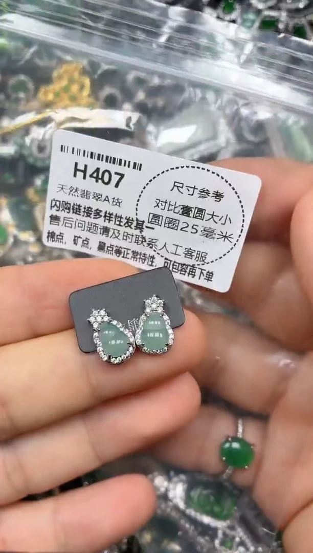颈饰未镶嵌翡翠H407耳钉