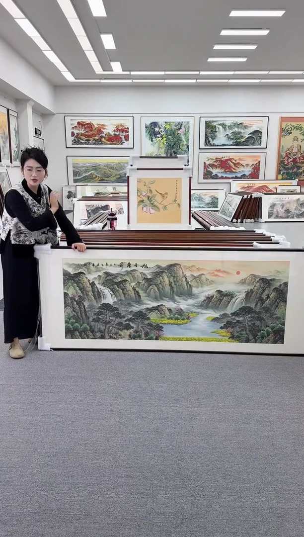 国画手绘   172*85  旭日东升