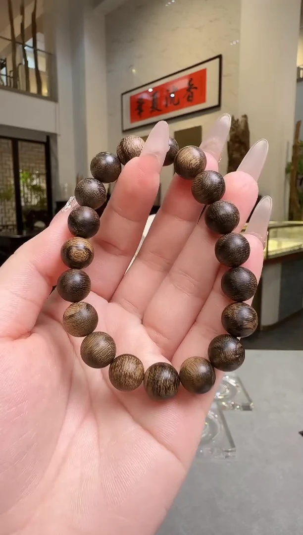 手串沉香安***檬越南芽庄白棋1.0留疤沉水玉化单圈