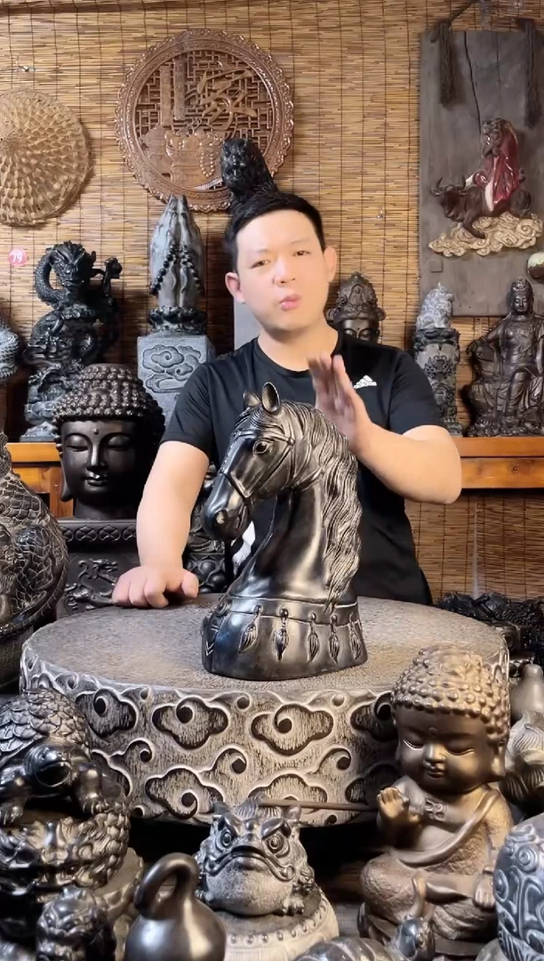 石材30马头天然青石雕刻