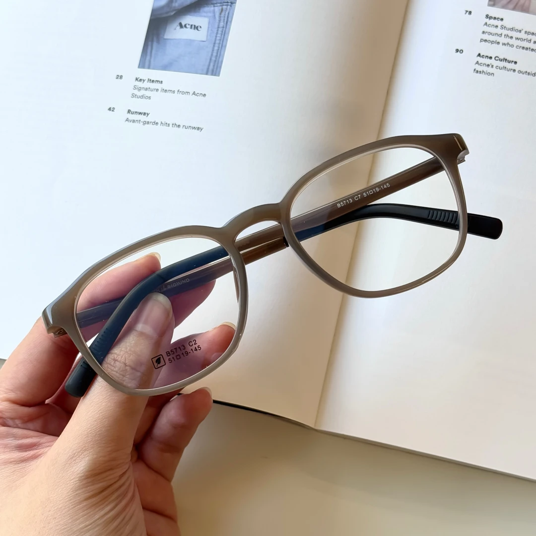 B5713摩卡棕多边方形茶色镜框时尚百搭