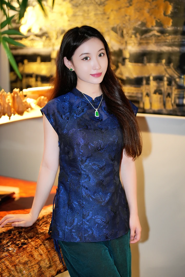 蓝大【 砚冰】桑蚕丝香云纱上衣5091