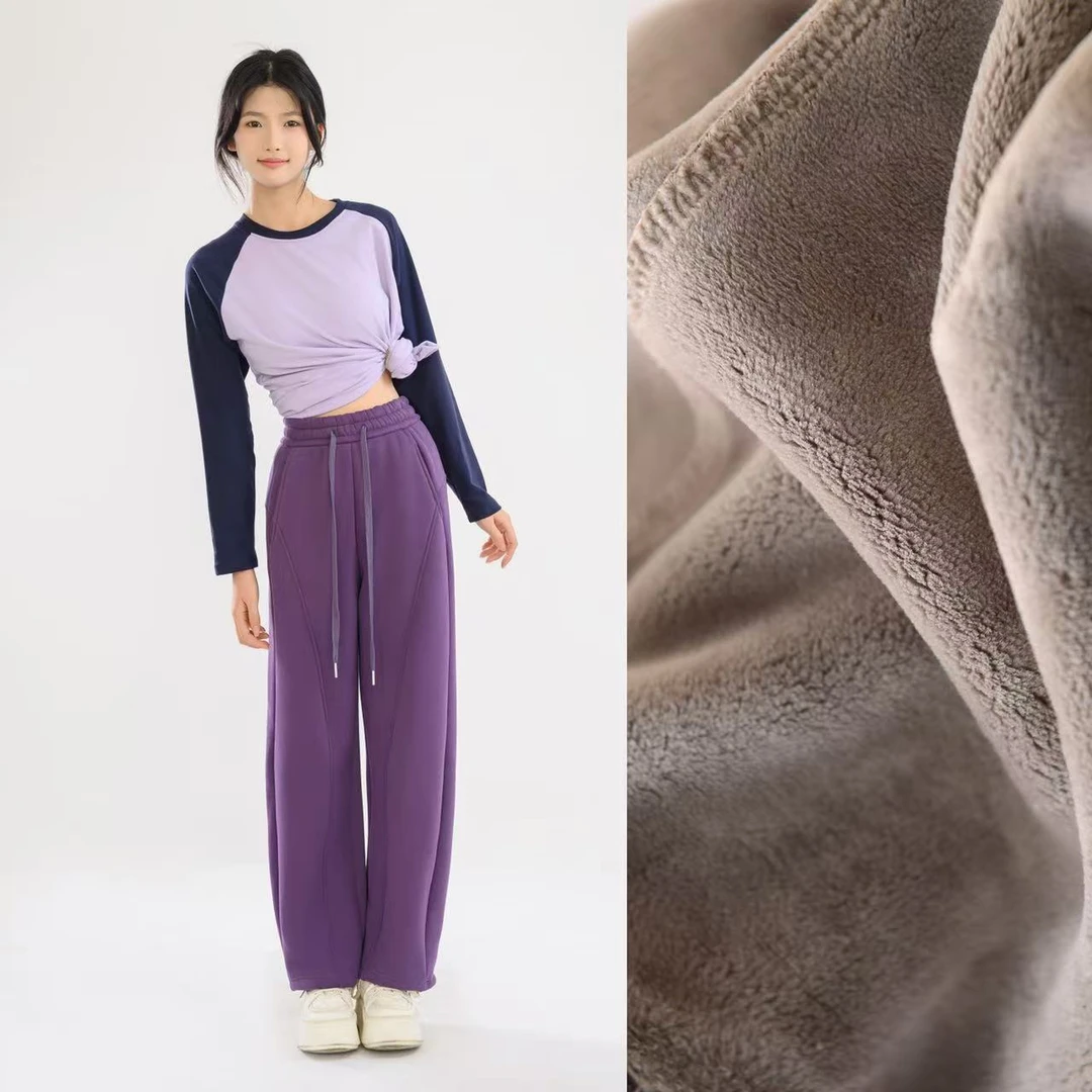 【九片拼接弯刀裤】冬季超厚绒拼接微弹力女士卫裤风长裤纯色