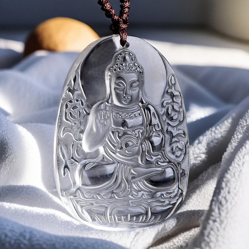 天然白水晶阿弥陀佛吊坠十二生肖男女项链守护神属狗猪本命佛挂件