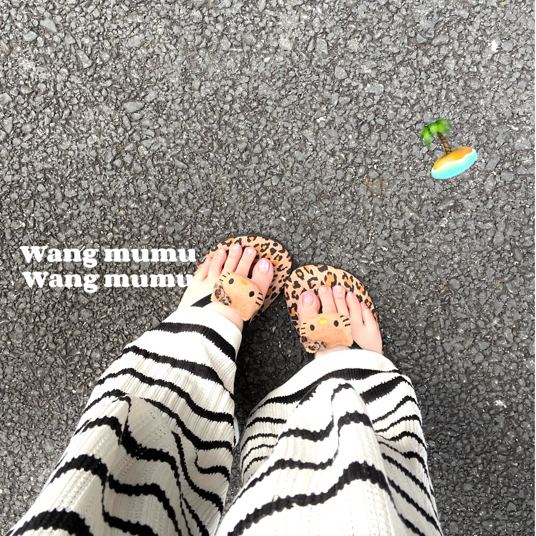 新款豹纹Kitty人字拖女外穿高颜值居家百搭度假防滑夹趾凉拖鞋