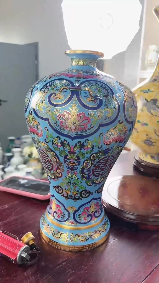摆件马**功景德镇陶瓷花瓶高度32cm