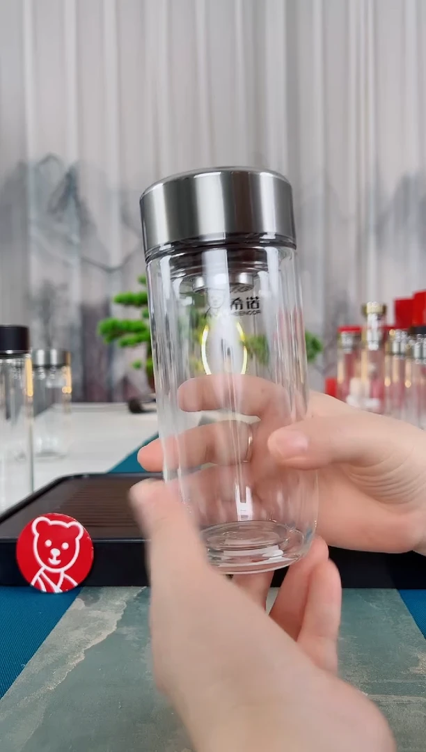 高硼硅玻璃茶隔款希诺双层鹅蛋玻璃杯280毫升礼盒装715799