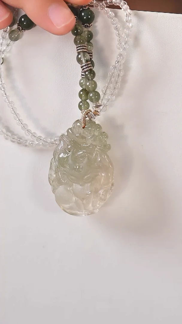 未镶嵌珠宝半成品水晶D274 精雕九尾狐 水晶  项链