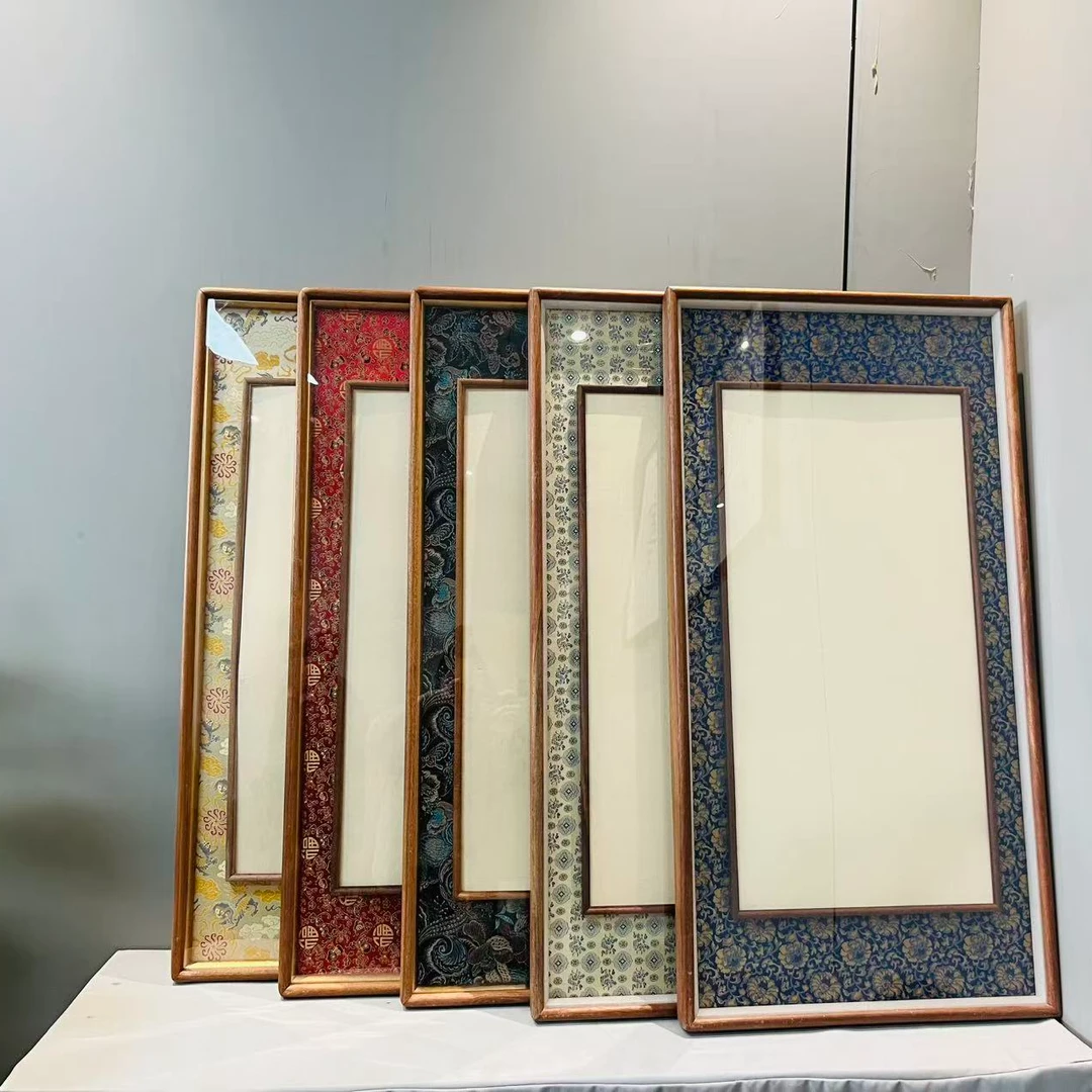 【新品福利】宋锦90*45画芯33*66沙比利乌檀木立体框中框实木画框