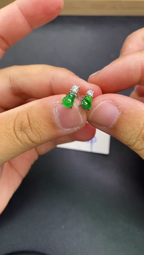 颈饰银S925镶嵌翡翠天然翡翠耳饰A货