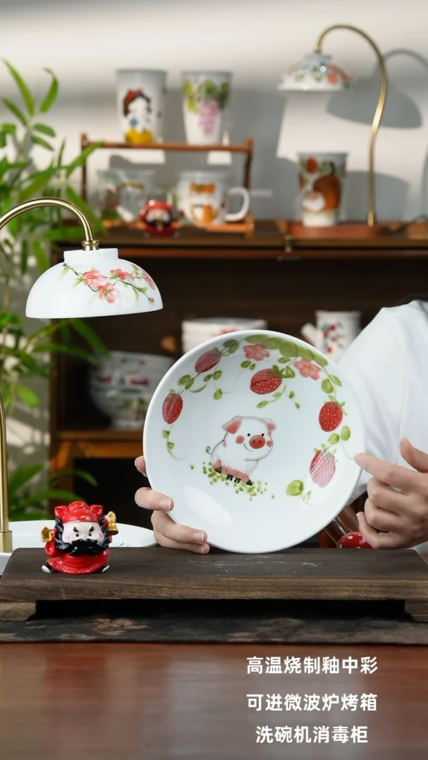 瓷片景德镇手绘釉中彩（食品级）圆深盘