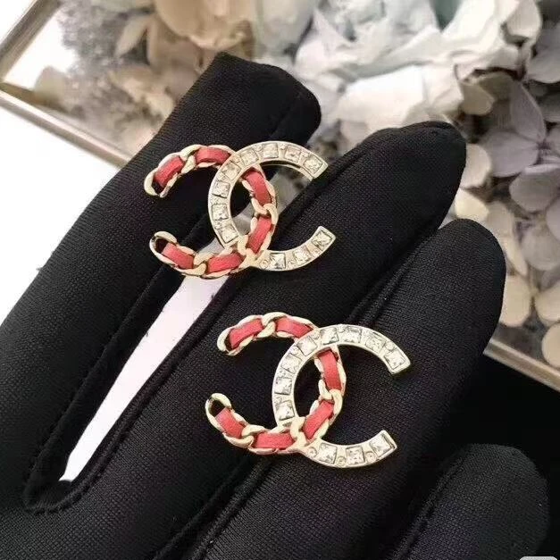 99新 Chanel/香奈儿 粉皮穿双C耳钉/香选