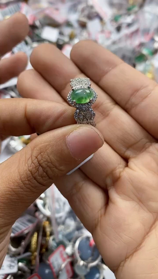 银S925镶嵌戒指翡翠10               6