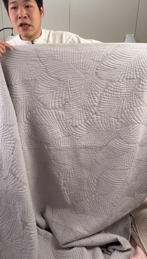 棉芭蕉叶灰230*250单床盖纯棉