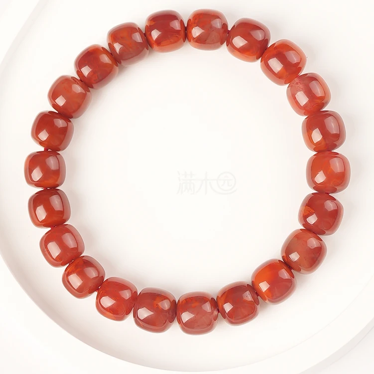 【上新了文玩优选】9mm川料南红火焰纹单圈手串