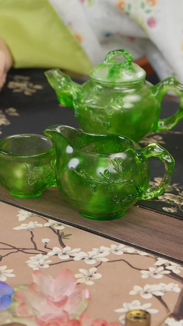 手工艺品琉璃绿色梅花套装