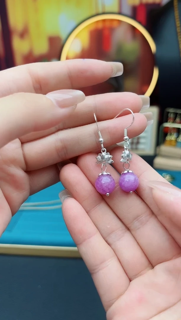 玛瑙/玉髓耳饰银S925镶嵌40100