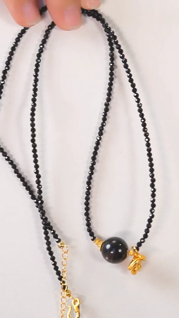 未镶嵌项链尖晶石E2937 金运石 黑尖晶 项链