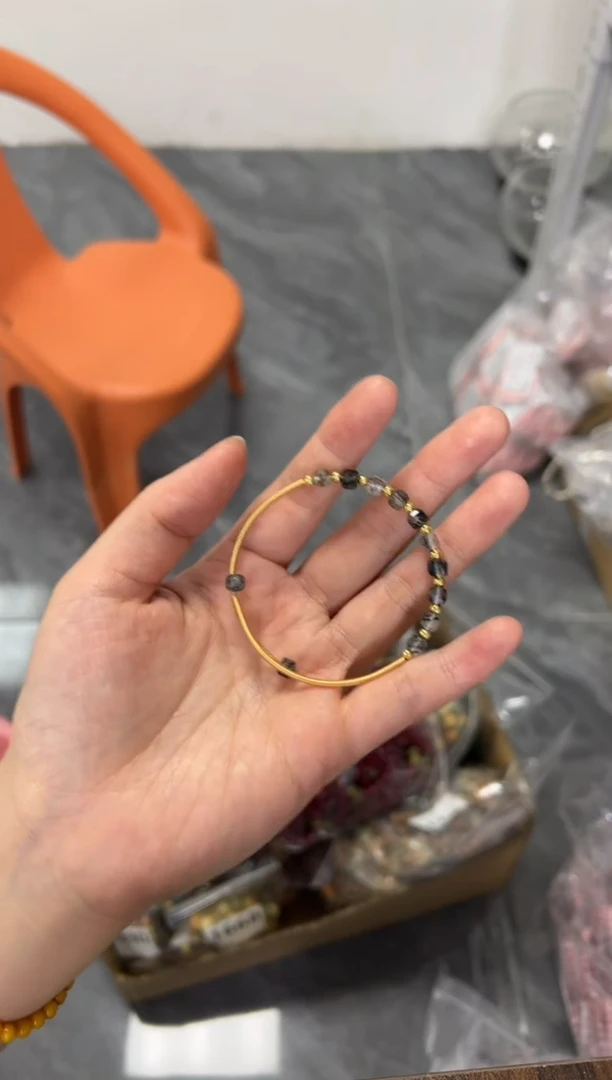 发晶手链未镶嵌黑发晶方块珠手环[1703]