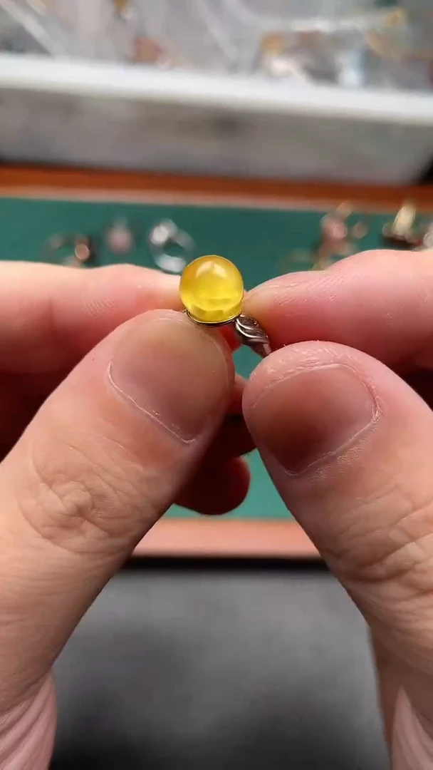 未镶嵌蓝珀戒指多样性发货拍一发一