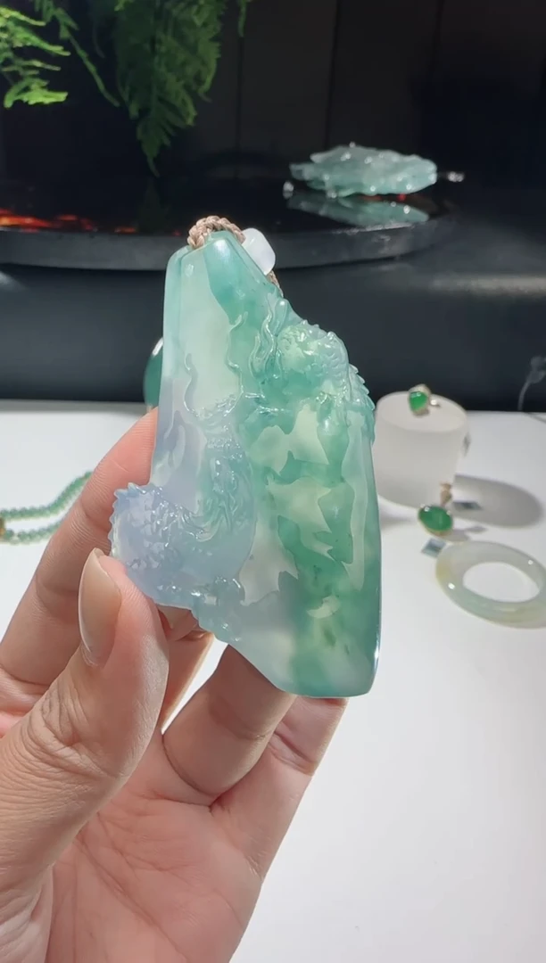 未镶嵌挂件翡翠洋 龙牌