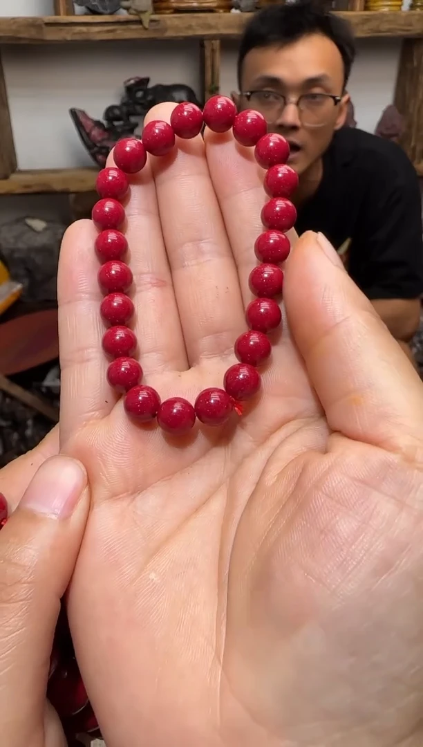 天然辰砂红晶砂手串8mm