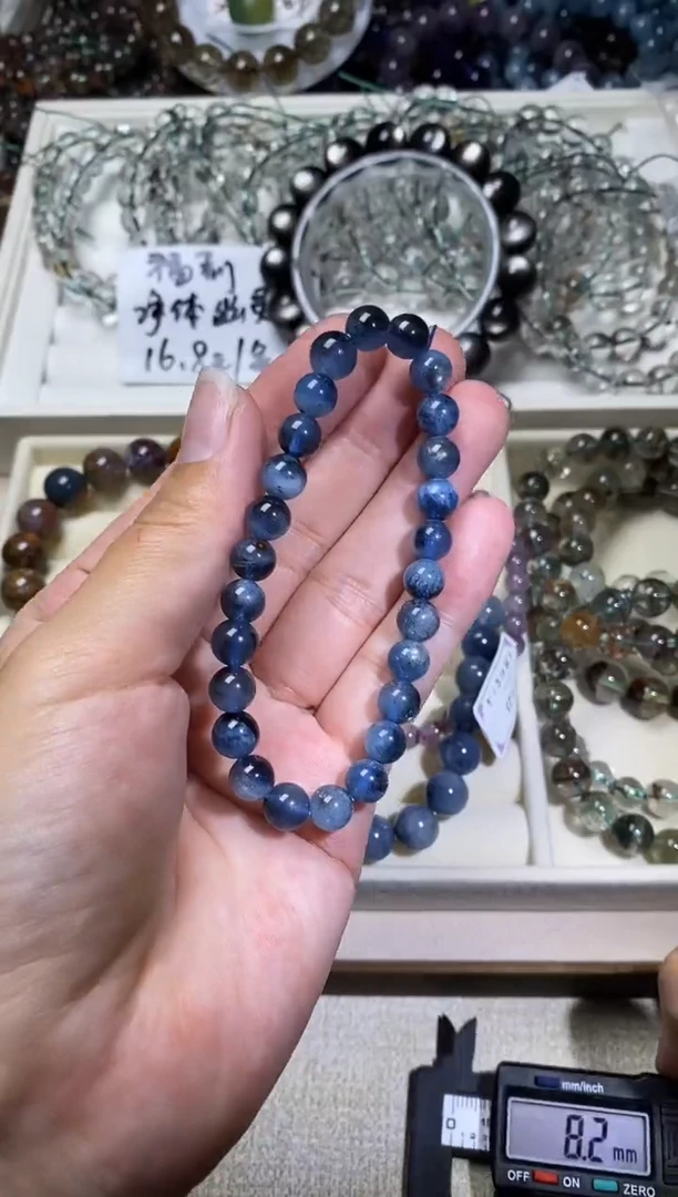 未镶嵌手串水晶黑爆闪海蓝宝