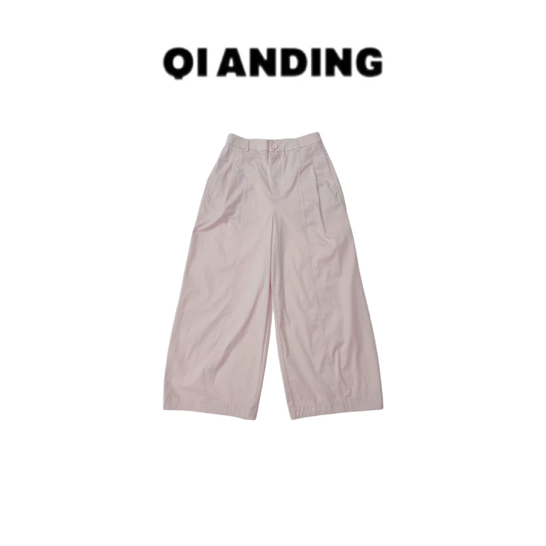 JZ 美式高腰休闲纸片裤女夏季新款垂感直筒休闲裤JZ25395