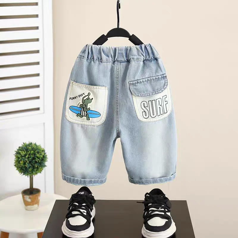 儿童裤子夏季薄款男孩男童夏装韩版牛仔短裤新款宝宝夏款七分裤潮
