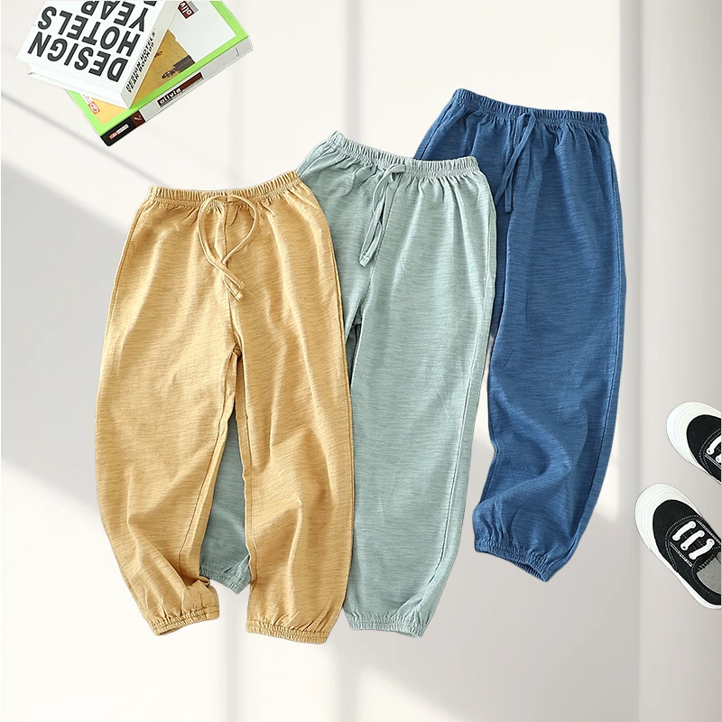 【第二件0元】男童纯棉防蚊裤空调裤透气棉薄款夏季长裤NLK8335