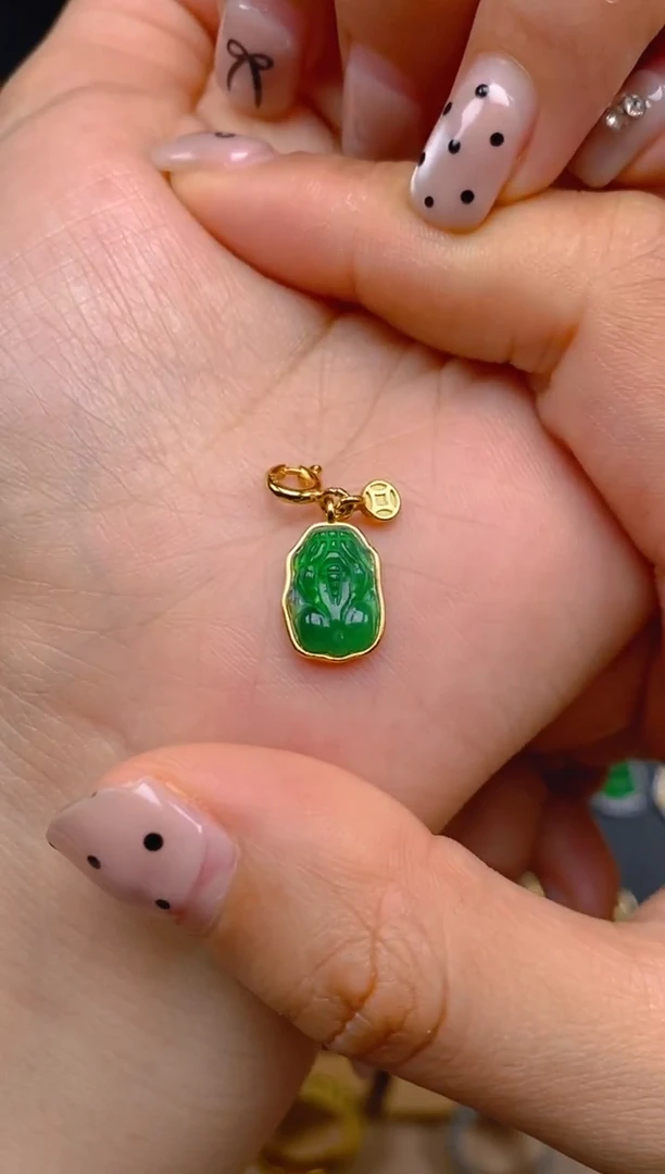 吊坠(不含链)银S925镶嵌翡翠貔貅万能扣