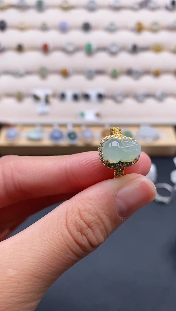 银S925镶嵌戒指翡翠3333333+7