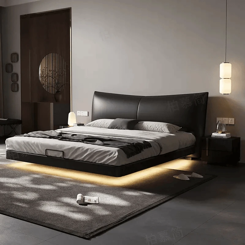 香奈尔床悬浮床现代简约高端大气真皮床轻奢主卧大床双人床