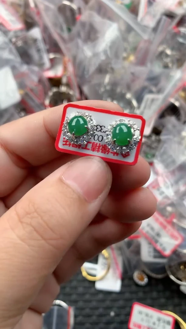 银S925镶嵌戒指翡翠12   6