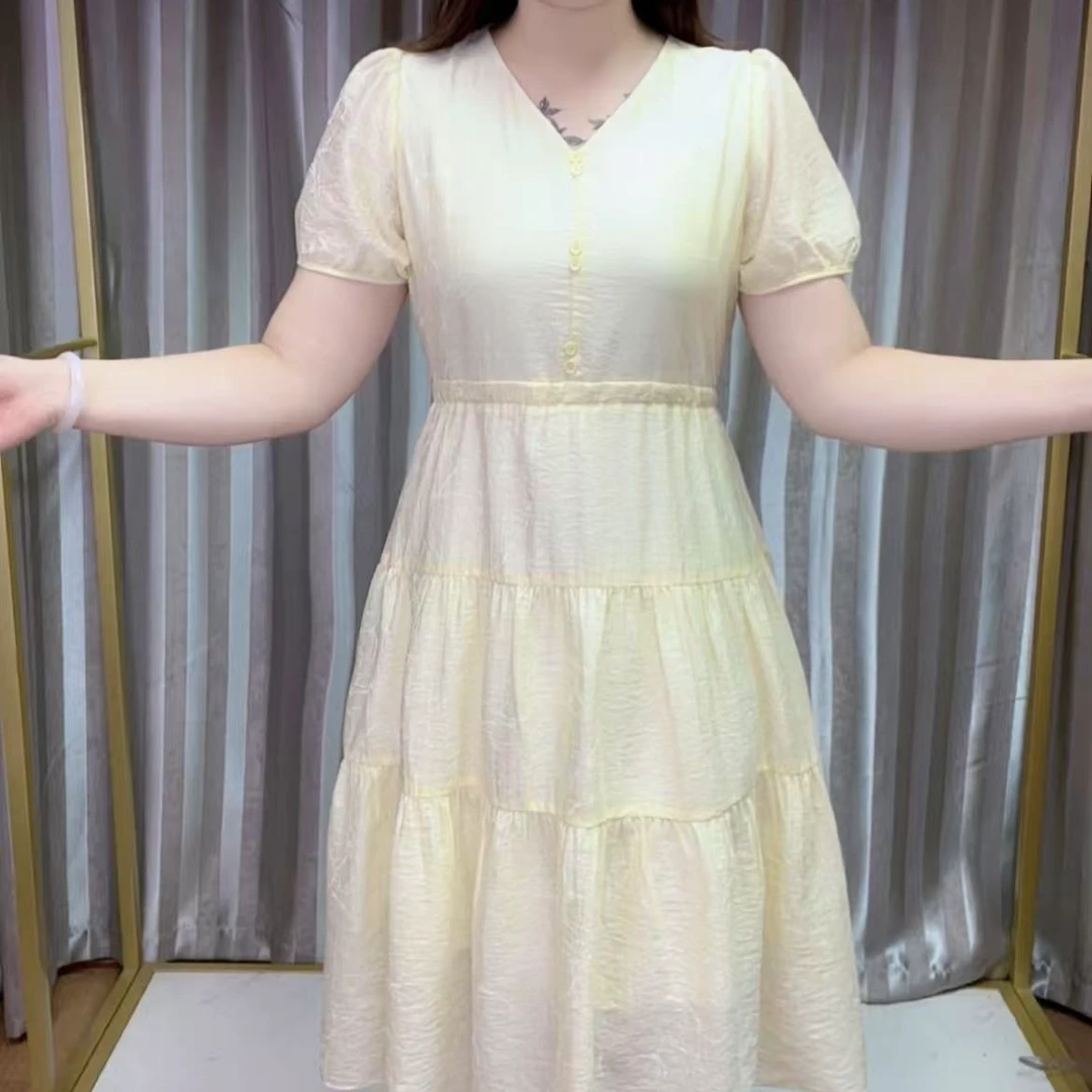 2025夏季新款宽松休闲减龄显瘦温柔中长款连衣裙