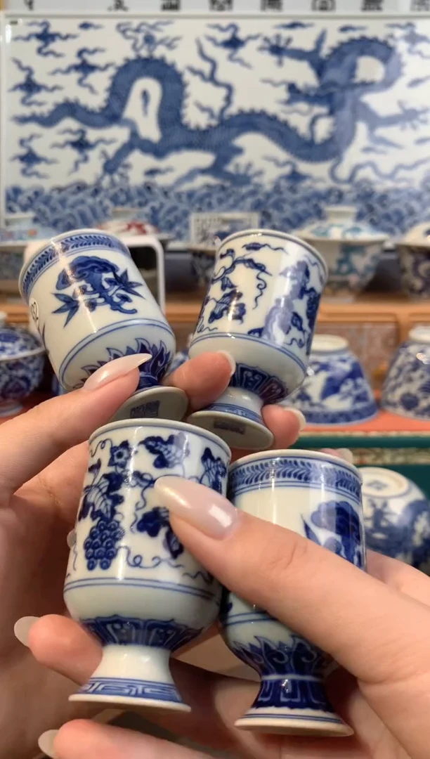 R****y432青花杯子四个一起xwy201