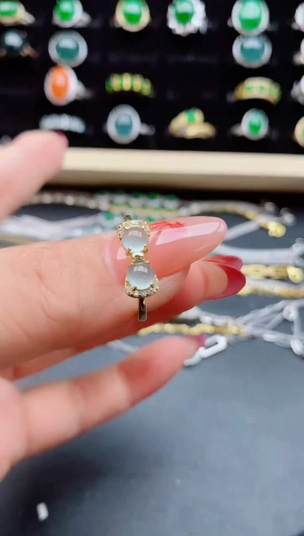 【闪购商品】翡翠戒指银S925镶嵌585050