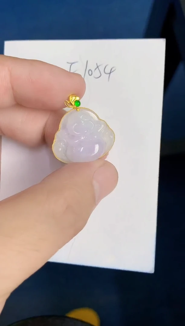 翡翠18K金镶嵌颈饰天然翡翠緬甸A貨