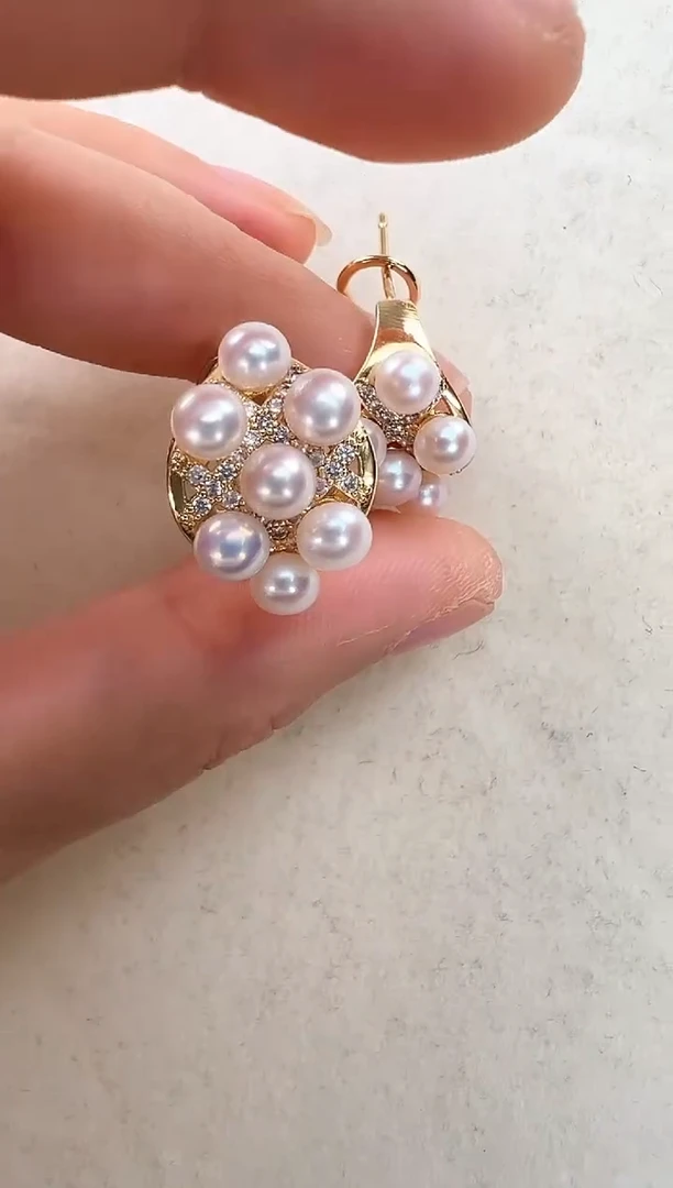 【闪购商品】淡水珍珠耳饰合金金色耳拍