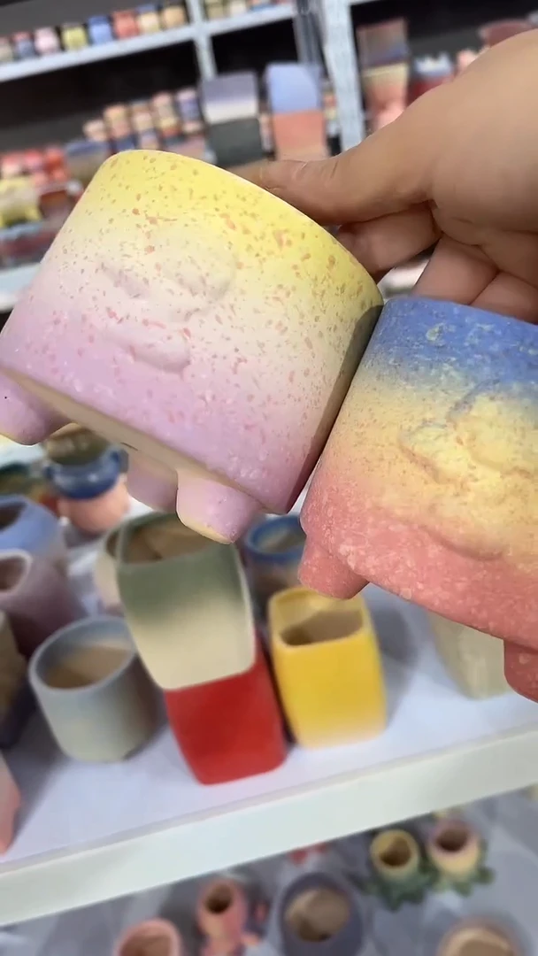 麦饭石粗陶多肉花盆两个