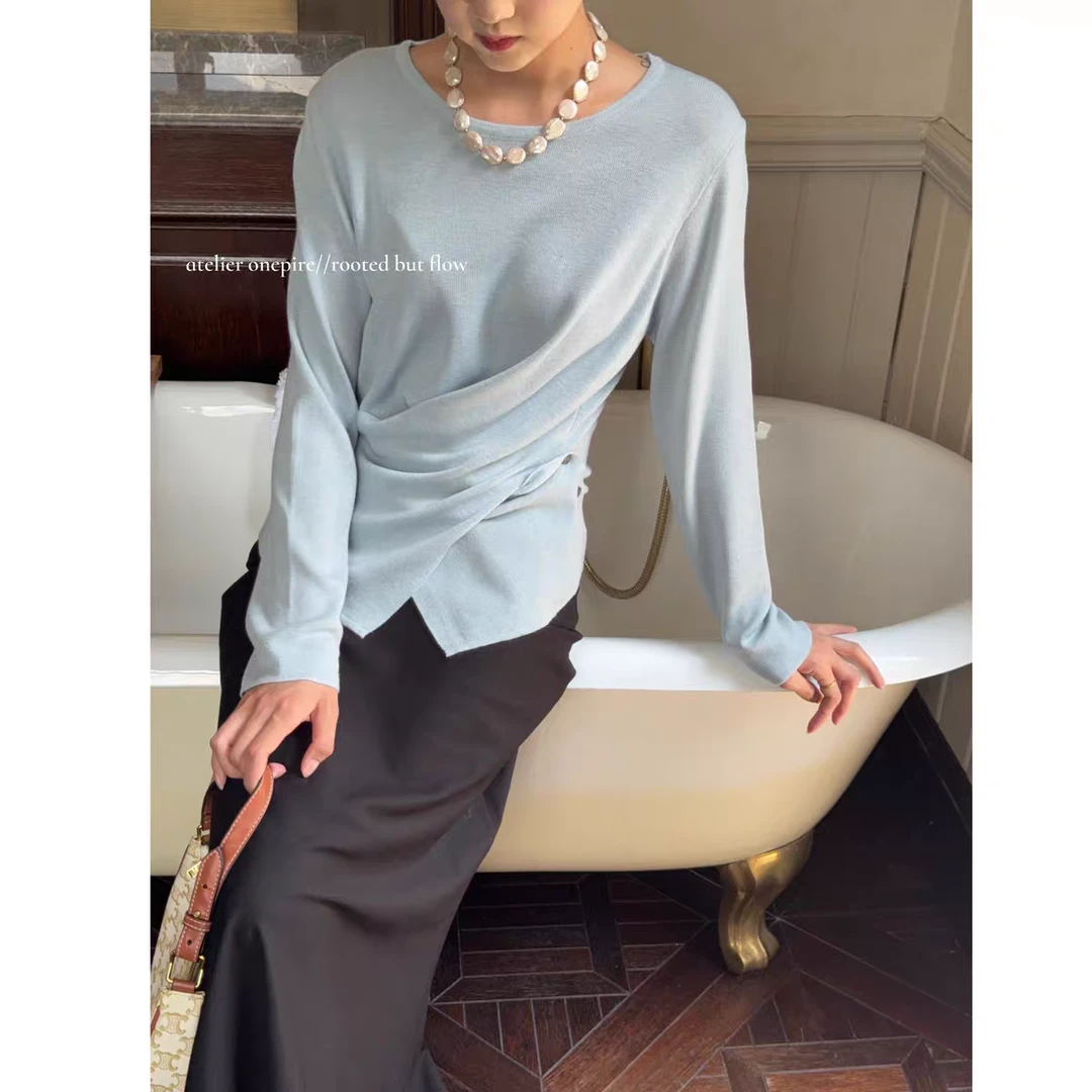 Atelier Onepire|纸片人交叠显瘦针织上衣