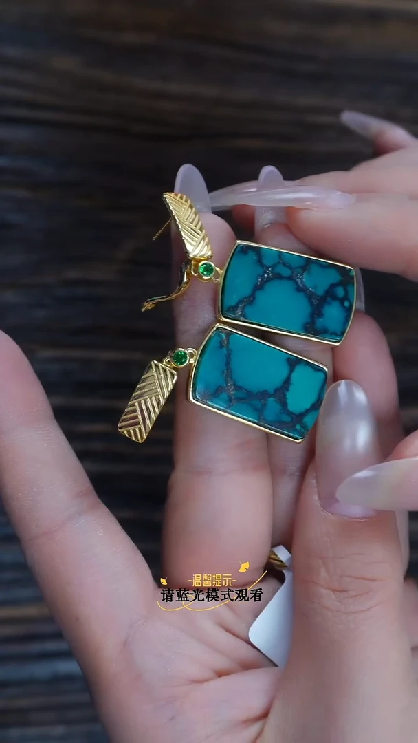 未镶嵌绿松石耳环多样性发一对