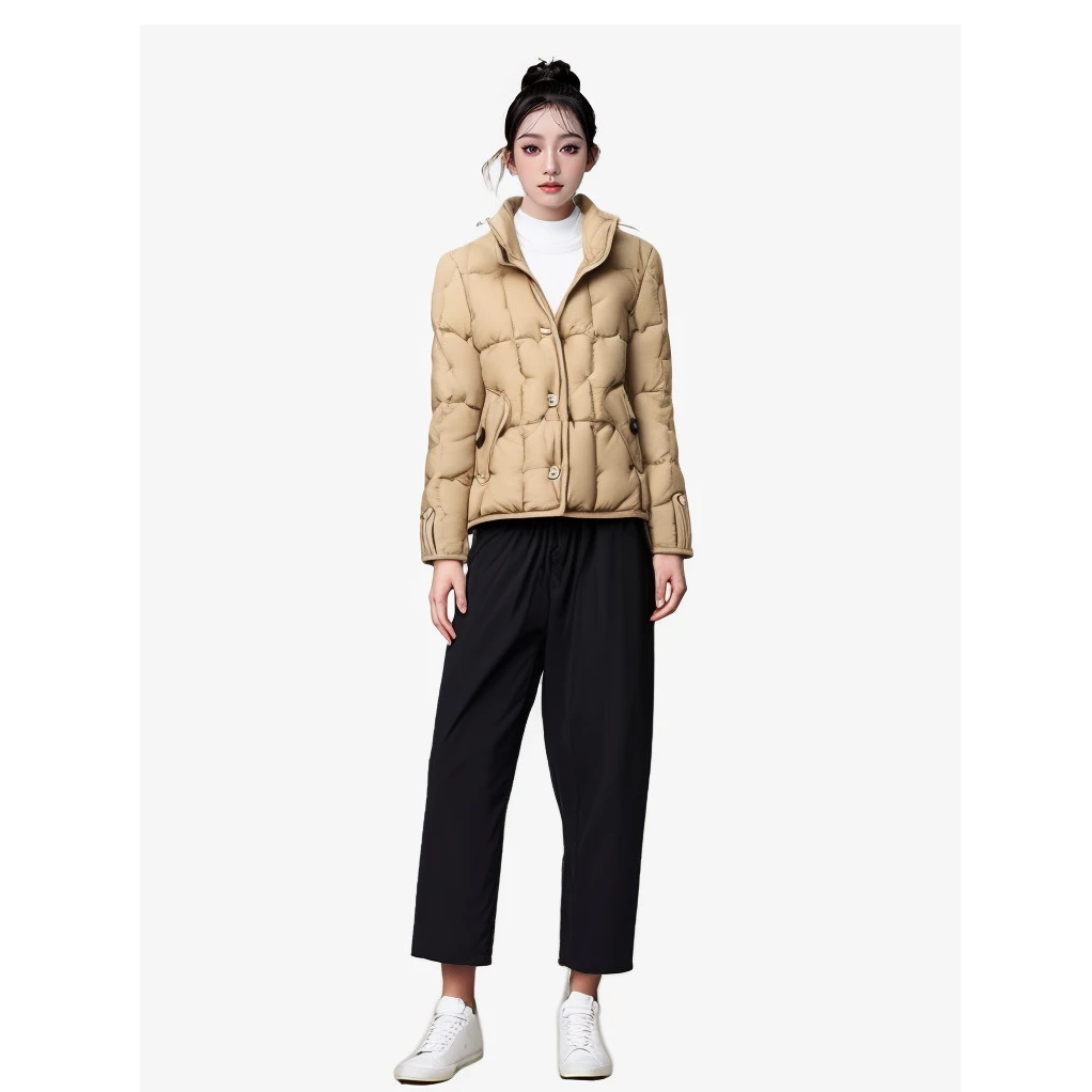 2024年90白鸭绒秋冬季气质休闲简约时尚短款士羽绒服WY1100