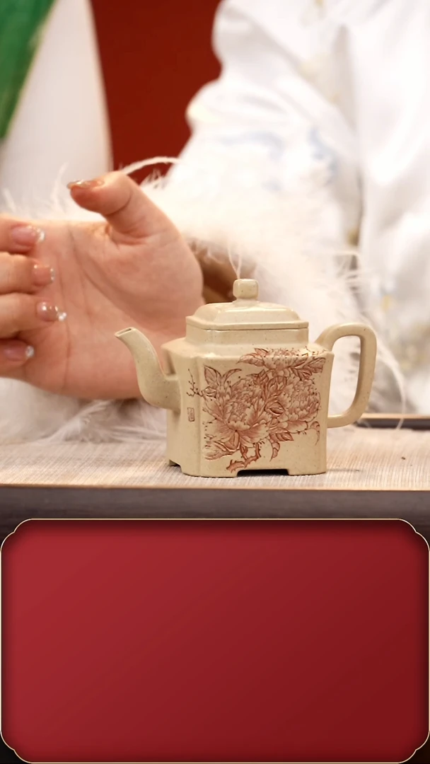 【闪购商品】紫砂茶壶HT如意魁方定窑白150cc+2杯+盘