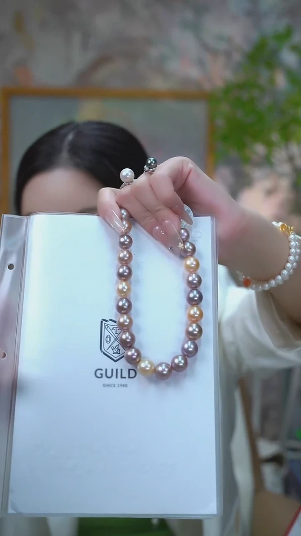 淡水珍珠银S925镶嵌颈饰玫瑰专属 淡水混彩糖果色珍珠项链/吉尔德